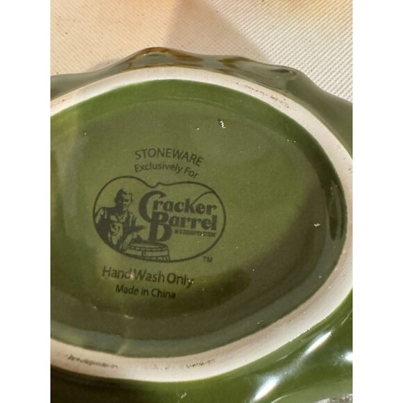 Cracker Barrel Pumpkin Salt & Pepper Shakers With Leaf Tray Stoneware Fall Decor - Picture 4 of 4